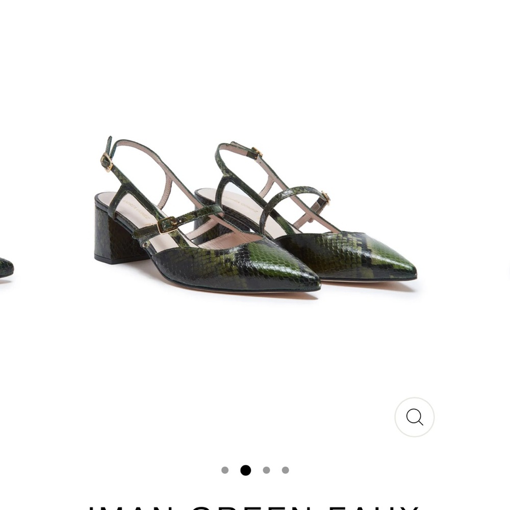 GREEN FAUX PYTHON SLINGBACK